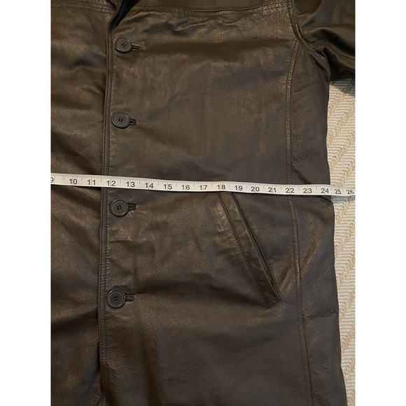 Vtg Haband Executive Division Jacket Mens Size Large 90's Brown Leather Coat - Picture 11 of 13